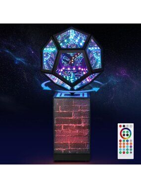Rotatable Infinity Dodecahedron Mirror Light | RGBW Color-Changing Abyss Lamp